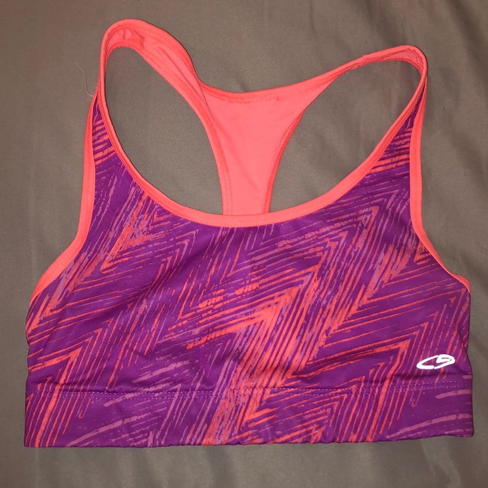 purple and coral champion sports bra